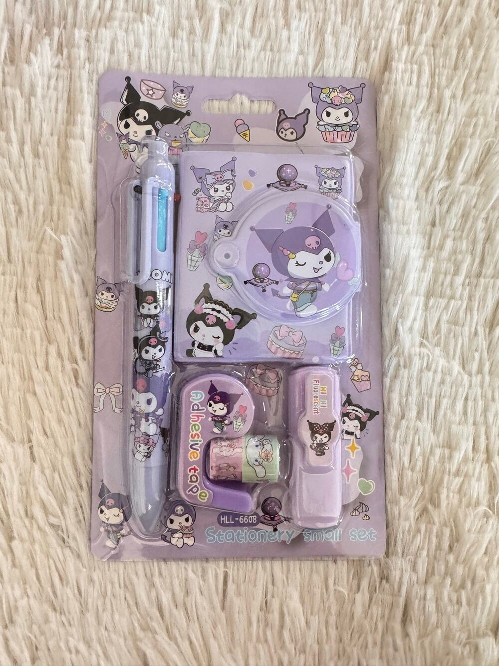 Sanrio Kuromi stationery set multicolored pen notebook sticker tape highlighter